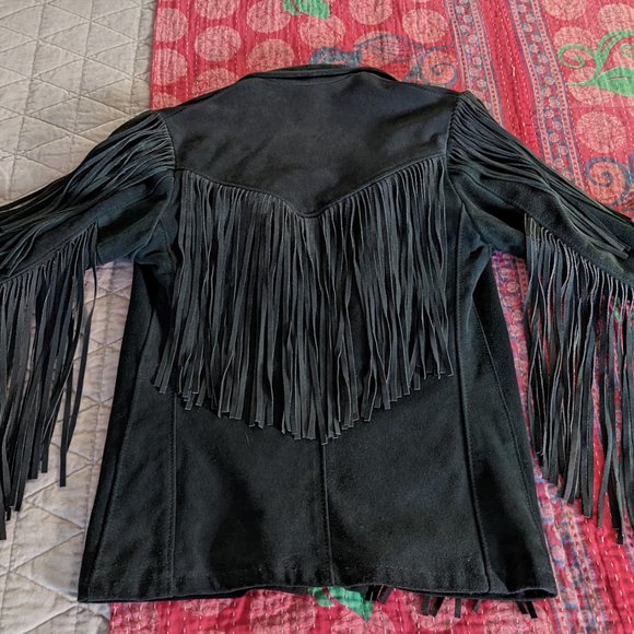 Vintage Schott Western Authentic Styling Fringe Suede Jacket in Emerald Green - Picture 3 of 15